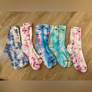 Nike Tie-Dye Crew Socks - Blue, Pink, Yellow Set